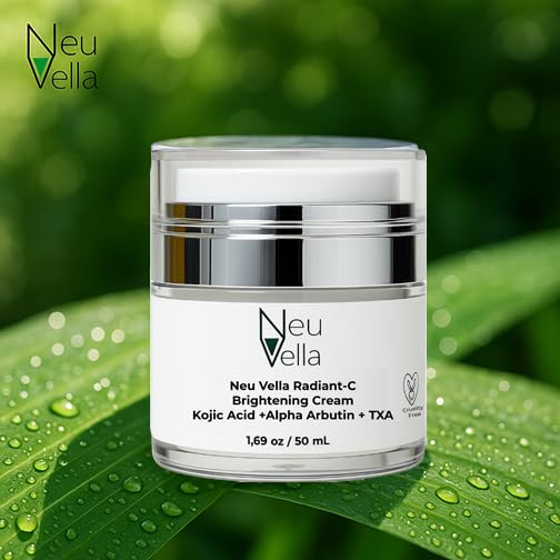 Neu Vella Radiant-C Brightening Vitamin Cream – Vitamin C + Tranexamic Acid + Alpha Arbutin + Kojic Acid Dipalmitate – Dark Spot Correcting, Tone-Evening Moisturizer | Made in USA-1.69 oz