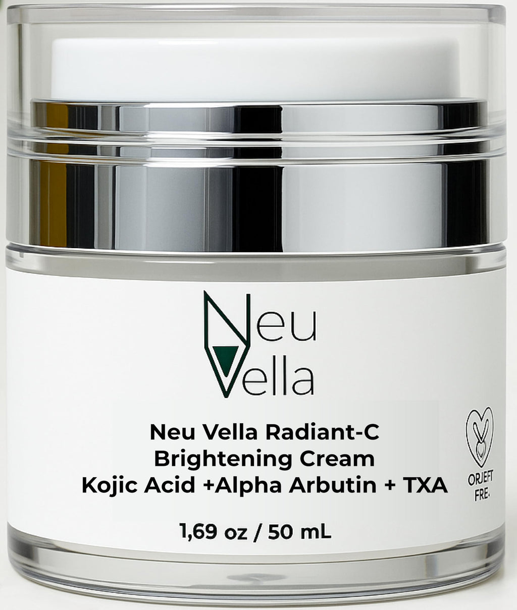 Neu Vella Radiant-C Brightening Vitamin Cream – Vitamin C + Tranexamic Acid + Alpha Arbutin + Kojic Acid Dipalmitate – Dark Spot Correcting, Tone-Evening Moisturizer | Made in USA-1.69 oz
