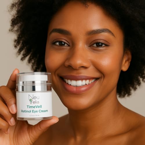 Neu Vella TimeVeil Retinol Eye Cream with Botanical Hyaluronic Acid, Niacinamide & Argan Oil – Brighten, Firm & Smooth Fine Lines – Gentle Anti-Aging Eye Treatment for Dark Circles & Puffiness – 1 oz