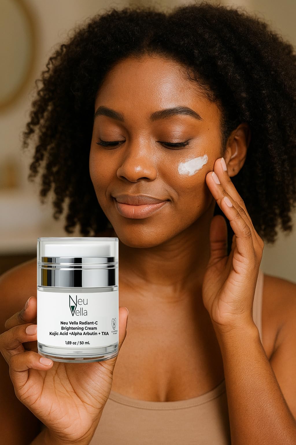 Neu Vella Radiant-C Brightening Vitamin Cream – Vitamin C + Tranexamic Acid + Alpha Arbutin + Kojic Acid Dipalmitate – Dark Spot Correcting, Tone-Evening Moisturizer | Made in USA-1.69 oz