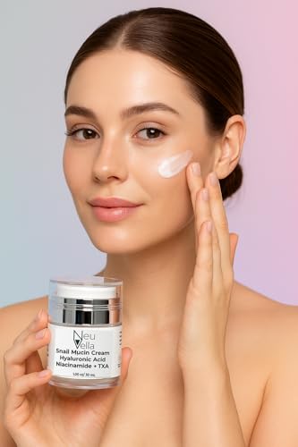 Neu Vella Snail Mucin Cream -Hyaluronic Acid + Niacinamide + TXA -for Dewy, Even-Looking Skin-1 oz