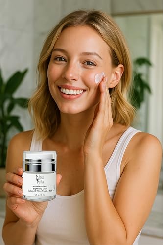 Neu Vella Radiant-C Brightening Vitamin Cream – Vitamin C + Tranexamic Acid + Alpha Arbutin + Kojic Acid Dipalmitate – Dark Spot Correcting, Tone-Evening Moisturizer | Made in USA, 1 Fl Oz